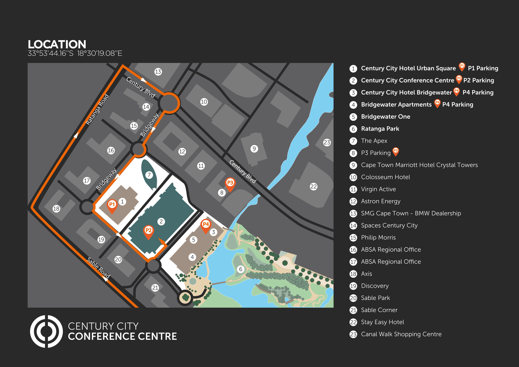 A map of the Conference venue and the surrounding points of interest